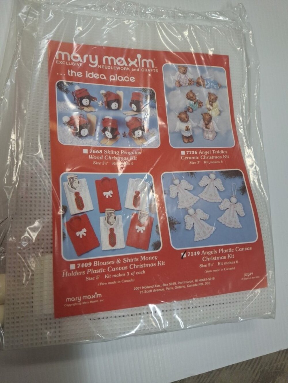 Mary Maxim Plastic Canvas Needlepoint Angels Ornaments Christmas Kit #7149 New